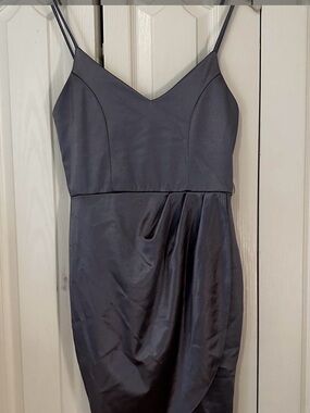 Elegant Purple Satin Slip Dress with Spaghetti Straps